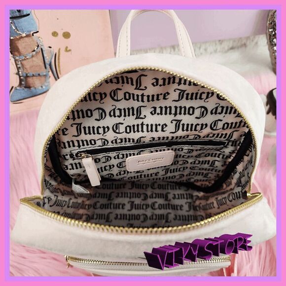 NWT ๐ Juicy Couture Velvet Backpack Rhinestones Glamorous &โChic #7086 ๐ - Picture 12 of 14